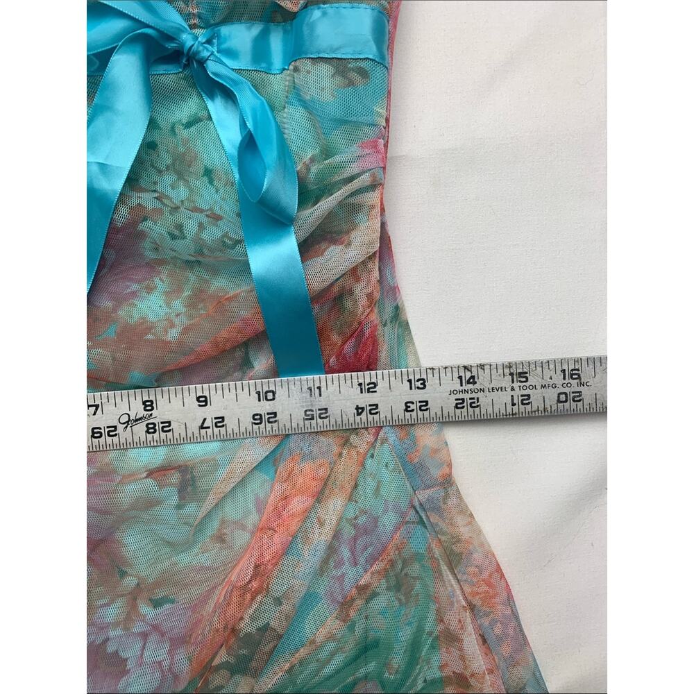 XoXo size medium y2k fairy Floral Aqua Summer Dress mini Ribbon Tie girl brat - Picture 7 of 12